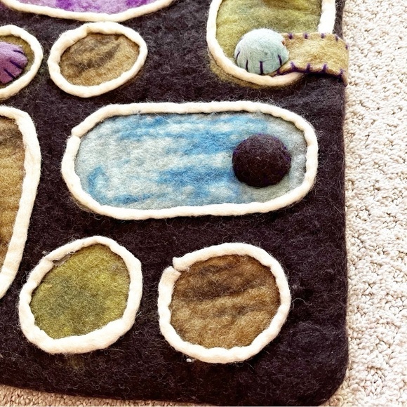 Rising Tide Felted Wool Handbag Brown Purple Applique Artsy Nepal Funky Festival - Picture 3 of 9